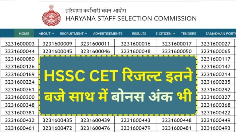 HSSC CET Result 2025